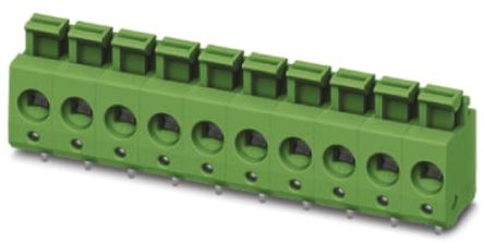 Phoenix Contact PTS 1.5/10-5.0-H Series PCB Terminal Block, 10-Contact, 5mm Pitch, Through Hole Mount, 1-Row, Spring
