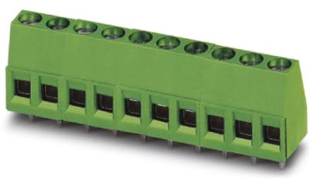 Phoenix Contact Borne Para PCB Macho De 12 Vías, Paso 5.08mm, 17.5A, De Color Verde, Montaje Montaje En Orificio