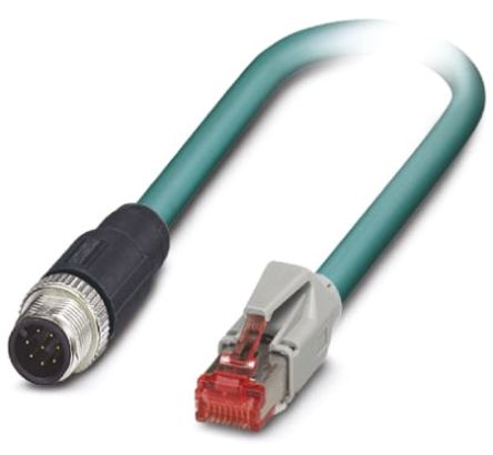 Phoenix Contact VS-M12MS-IP20-94B-LI/3.0 Ethernetkabel Cat.5, 3m, Blau Patchkabel, A M12 Stecker, B RJ45, PUR