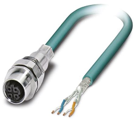 Phoenix Contact SACCEC-M12FSD-4CON-M16/1.0-930 Ethernetkabel Cat.5, 1m, Blau Patchkabel, A M12 Buchse, B Offenes Ende,