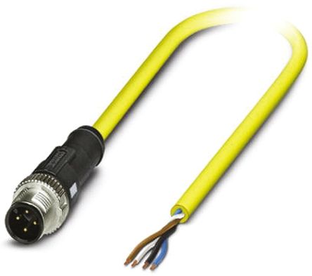 Phoenix Contact Straight Male 4 Way M12 To Unterminated Sensor Actuator Cable, 2m