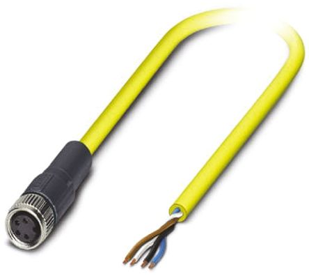 Phoenix Contact Cable De Conexión, Con. A M8 Hembra, 4 Polos, Con. B Sin Terminación, Cod.: A, Long. 2m, 48 V, 4 A,