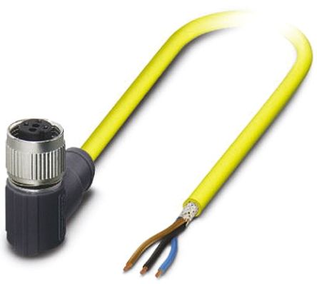 Phoenix Contact Right Angle Female 3 Way M12 To Unterminated Sensor Actuator Cable, 5m