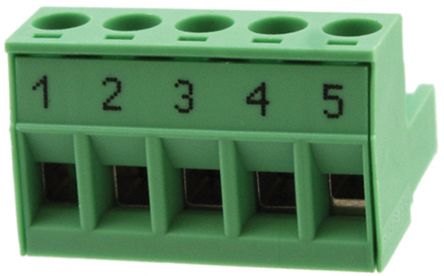 Phoenix Contact 5mm Pitch 5 Way Pluggable Terminal Block, Plug, Plug-In, Screw Termination