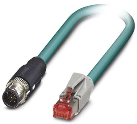 Phoenix Contact NBC-MS/ 0.5-94B/R4AC SCO US Ethernetkabel Cat.5, 500mm, Blau Patchkabel, A M12 Stecker, B RJ45, PUR