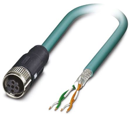 Phoenix Contact NBC- 2.0-93E/FSD SCO US Ethernetkabel Cat.5, 2m, Blau Patchkabel, A M12 Buchse, B Offenes Ende