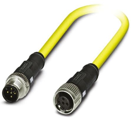 Phoenix Contact 传感器执行器电缆, SAC-5P-MS/ 1.5-542/ FS SCO BK系列, 5芯, M12转M12