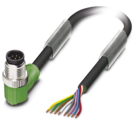 Phoenix Contact Right Angle Male 8 Way M12 To Unterminated Sensor Actuator Cable, 1.5m