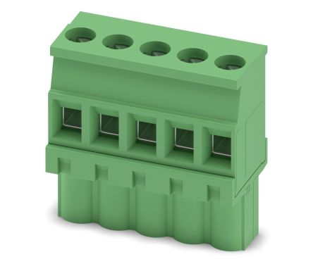 Phoenix Contact, 5.08mm Pitch, MVSTBW 2.5/ 5-ST-5.08, 5 Way,, Pluggable Terminal Block, Plug, Cable Mount, Screw
