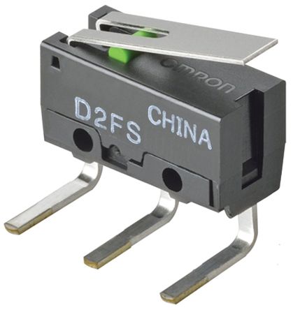 Omron Mikroschalter Scharnierhebel-Betätiger Linkswinklige Leiterplatte, 100 MA @ 5 V Dc, SPST IP 40 0,25 N -20°C -