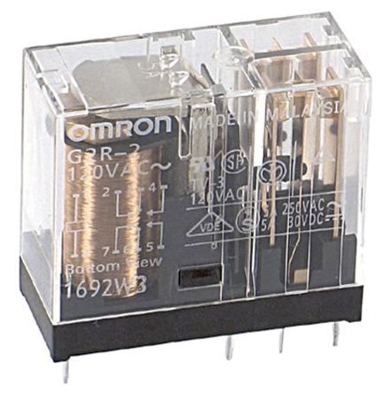 Omron G2R Monostabiles Relais, Printrelais 2-poliger Wechsler 5A 110V Ac Spule / 900mW