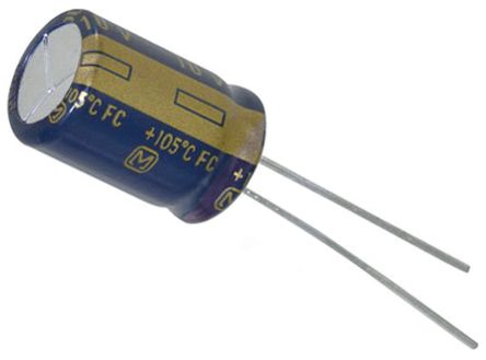 Panasonic, THT Elektrolyt Kondensator 10μF ±20% / 100V Dc, Ø 6.3mm X 11.2mm, Bis 105°C