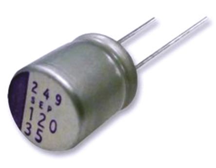 Panasonic SEPF, THT Polymerkondensator 330μF ±20% / 25V Dc, Ø 10mm, -55°C → +105°C
