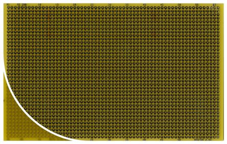 Roth Elektronik FR4Europlatine, Epoxid Glasfaser-Laminat 2, 160.15 X 100.2 X 1.5mm 35μm, PCB-Bohrung 1mm, Raster 2,54mm