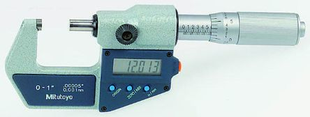 Mitutoyo Digital Mikrometer Außen-Messschraube Metrisch, Zöllig, 0mm Bis 25mm / ±0,00005 In