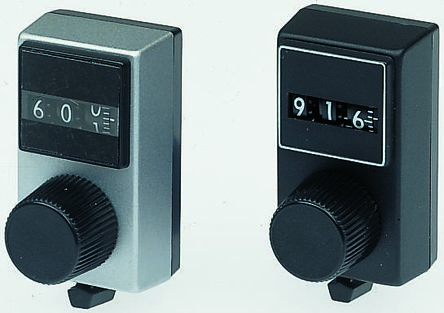 Vishay Potentiometer Drehknopf Silbern, Zeiger Schwarz Ø 25.4mm X 20.6mm, Rund Schaft 6mm