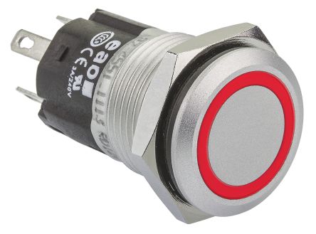 EAO 82 Series Illuminated Push Button Switch, Momentary, Panel Mount, 16mm Cutout, SPDT, Red LED, 12V, IP65, IP67