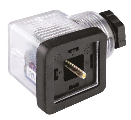 RS PRO Ventilsteckverbinder DIN 43650 A Buchse 2P+E / 12 V Dc Mit Lampe, PG9 Kabelmontage, Translucent