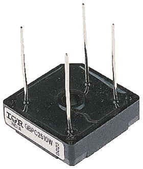 Vishay Brückengleichrichter, 1-phasig 12A 600V THT 1.1V GBPC-W 4-Pin 500μA Siliziumverbindung