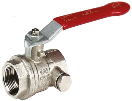 RS PRO Nickel Plated Brass Full Bore, 2 Way, Ball Valve, BSP 1 1/4in, 16bar Operating Pressure