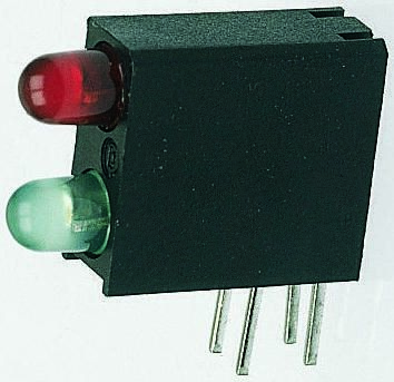 Dialight Indicateur à LED Pour CI,, 553-0111-200F, 2 LEDs, Rouge, Traversant, Angle Droit