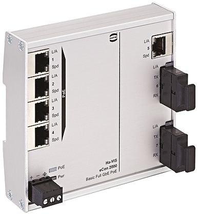 HARTING Switch Ethernet 5 Ports RJ45, 10/100/1000Mbit/s, Montage Rail DIN 54V C.c.