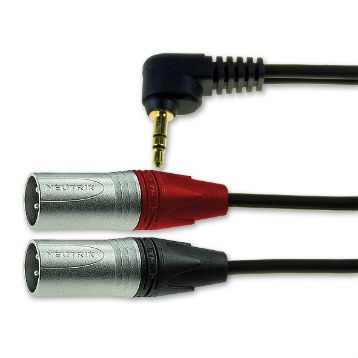 Van Damme XLR-Kabel Stereo-Jack, 3,5 Mm 3-polig, XLR X 2 3m Schwarz