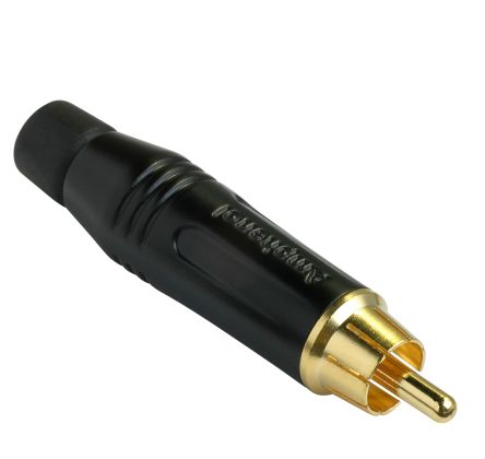 Amphenol Industrial Amphenol Black Cable Mount RCA Plug, Gold