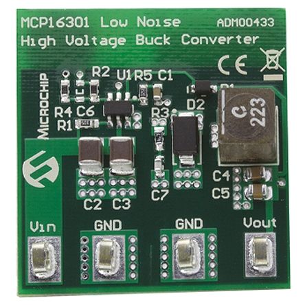 Microchip MCP16301 Evaluierungsplatine Abwärtswandler, 5V/600mA Low Noise Evaluation Board DC/DC-Konverter