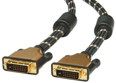 Roline Cable DVI De Color Negro/Oro, Con. A: DVI-D Dual Link Macho, Con. B: DVI-D Dual Link Macho, Long. 2m