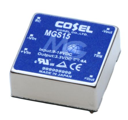 Cosel DC-DC Converter, 5V Dc/ 3A Output, 18 → 36 V Dc Input, 15W, Through Hole, +85°C Max Temp -40°C Min Temp