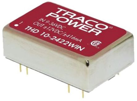 TRACOPOWER THD 10WIN DC/DC-Wandler 10W 24 V Dc IN, ±15V Dc OUT / ±333mA 1.5kV Dc Isoliert