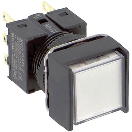 Omron A16 Series Illuminated Push Button, Panel Mount, 16mm Cutout, DPDT, IP65