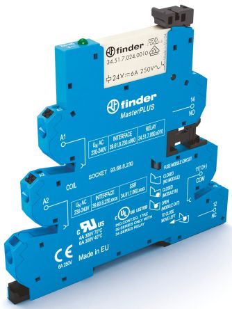 Finder 39 Series Interface Relais, 88V Ac/dc / 138V Ac/dc 110V Ac, 1-poliger Wechsler DIN-Schienen 250 → 400V Ac