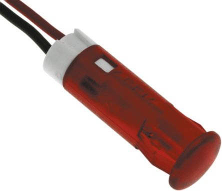 APEM Red Flashing LED Panel Mount Indicator, 24V Dc, 6mm Mounting Hole Size, Lead Wires Termination