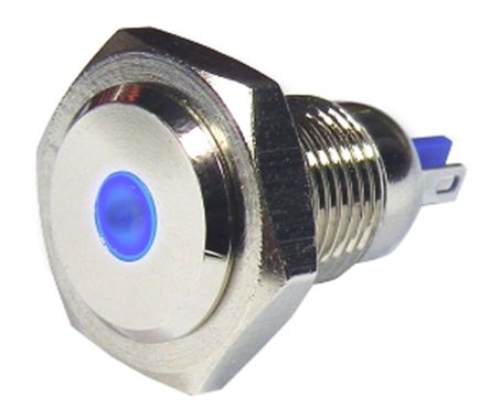 RS PRO Indicador LED, Azul, Lente Prominente, Ø Montaje 12mm, 24V, 15mA, IP67