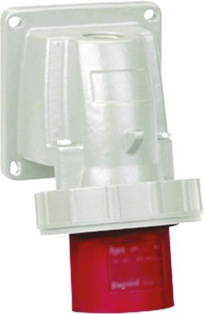 Legrand, P17 Tempra Pro IP66, IP67 Red Wall Mount 3P + E Right Angle Industrial Power Plug, Rated At 32A, 415 V