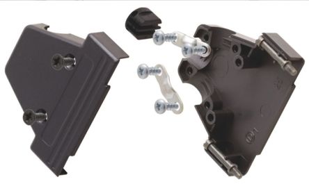 MH Connectors MHTRI-P Series ABS Angled, Straight D Sub Backshell, 15 Way, Strain Relief