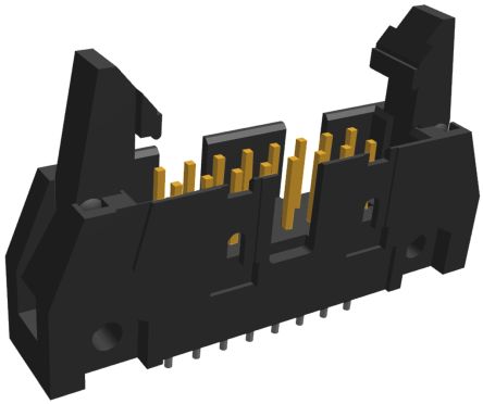 TE Connectivity AMP-LATCH Series Vertical Through Hole PCB Header, 16 Contact(s), 2.54mm Pitch, 2 Row(s), Shrouded