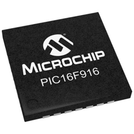 Microchip Microcontrolador PIC16F916-E/ML, Núcleo PIC De 8bit, RAM 352 B, 20MHZ, QFN De 28 Pines