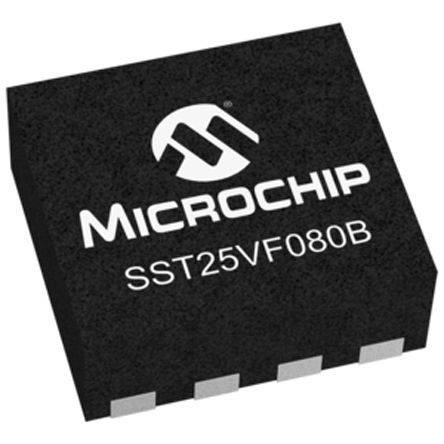 Microchip SST25 Flash-Speicher 8MBit, 1 MB X 8 Bit, SPI, 8ns, WSON, 8-Pin, 2,7 V Bis 3,6 V