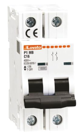 Lovato P1MB MCB Leitungsschutzschalter Typ C, Pol 1P+N 2A 230V, Abschaltvermögen 6 KA ModuLo DIN-Schienen-Montage