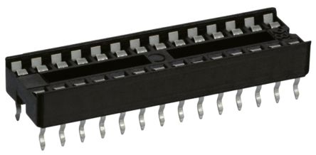 3M, 4800 2.54mm Pitch Straight 28 Way, Through Hole Stamped Pin Open Frame IC Dip Socket, 1A