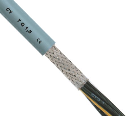 RS PRO Control Cable, 12 Cores, 1 Mm², CY, Screened, 50m, Grey PVC Sheath, 17 AWG