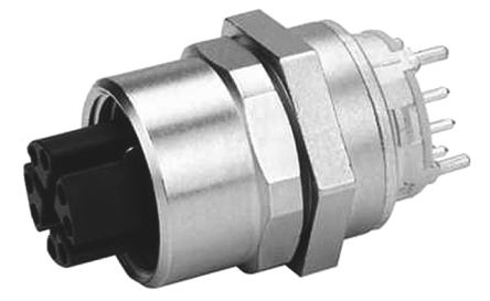 Telegartner M12 Series, 8 Pole Through Hole Connector Socket, IP67, Male Contacts, Threaded Mating