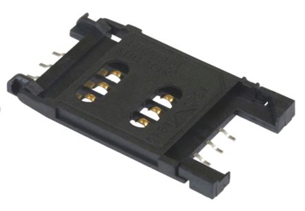 Hirose Conector Para Tarjeta De Memoria SIM Serie ID1 De 6 Contactos, Paso 2.54mm, 1 Fila, Montaje Superficial