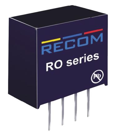 Recom RO DC-DC Converter, 12V Dc/ 83mA Output, 10.8 → 13.2 V Dc Input, 1W, Through Hole, +85°C Max Temp -40°C