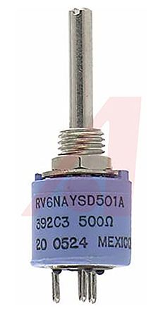 Honeywell Potenciómetro Lineal Lineal De 500Ω, ±10%, 0.5W, Serie RV6, Eje De 3,18 Mm De Ø, Montaje En Panel
