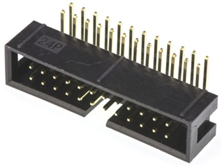 Amphenol ICC Conector Macho Para PCB Ángulo De 90° Serie T821 De 24 Vías, 2 Filas, Paso 2.54mm, Para Soldar, Orificio