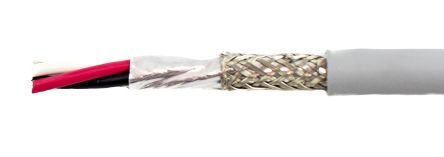 Alpha Wire EcoCable Mini Control Cable, 3 Cores, 0.38 Mm², ECO, Screened, 30m, Grey MPPE Sheath, 22 AWG